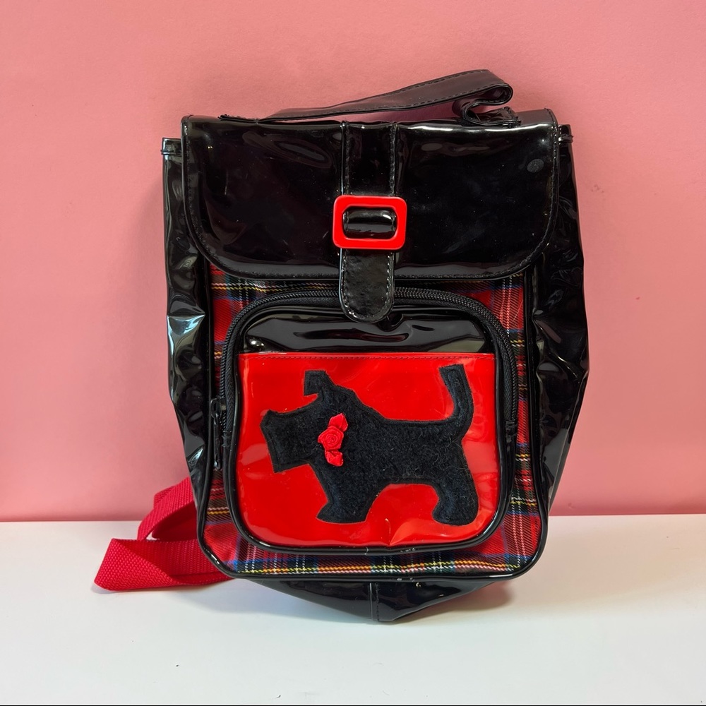 Vintage retro 90s Y2K plaid Scottie dog mini backpack